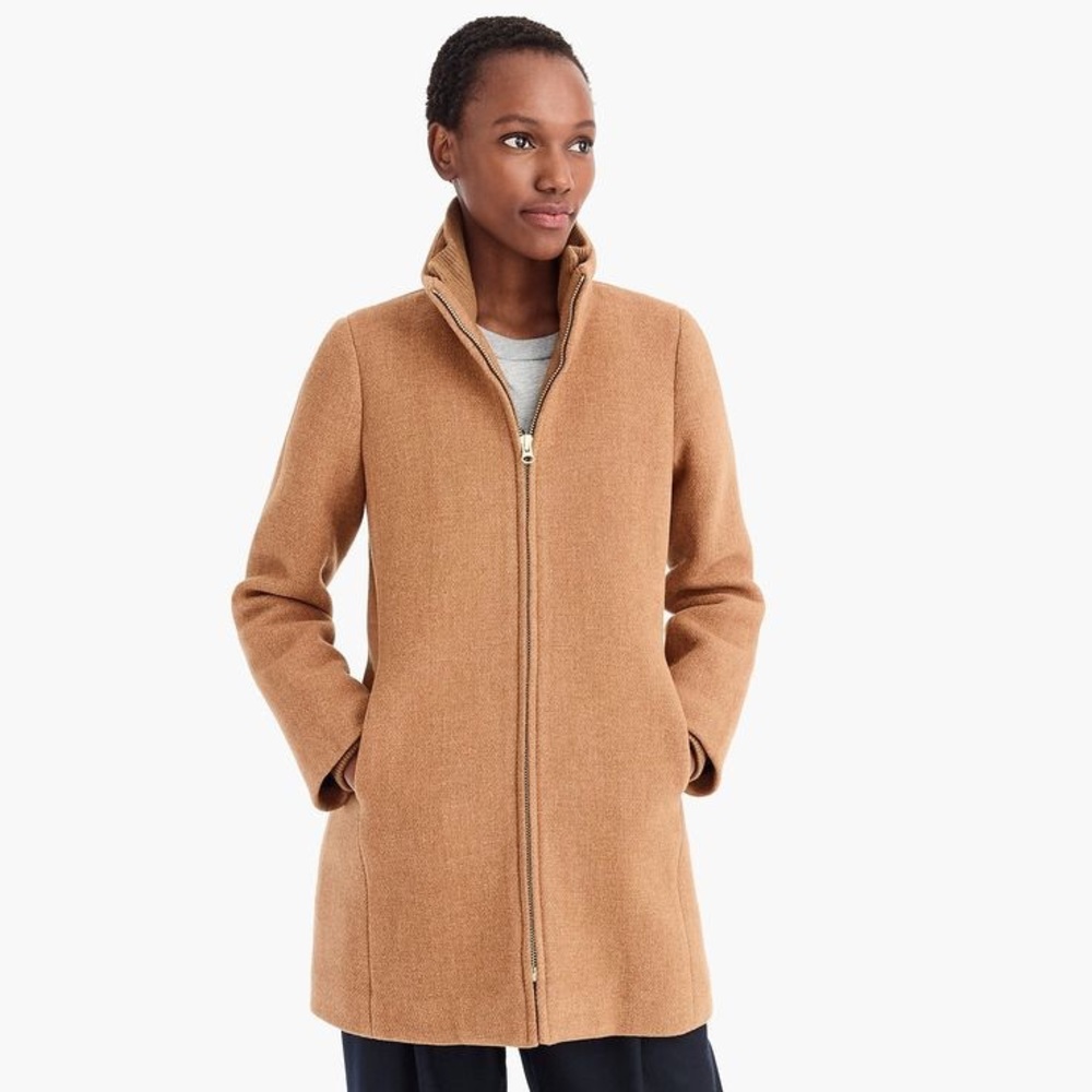 J. Crew Lodge coat in camel/caramel wool stadium cloth, size 10, VEUC